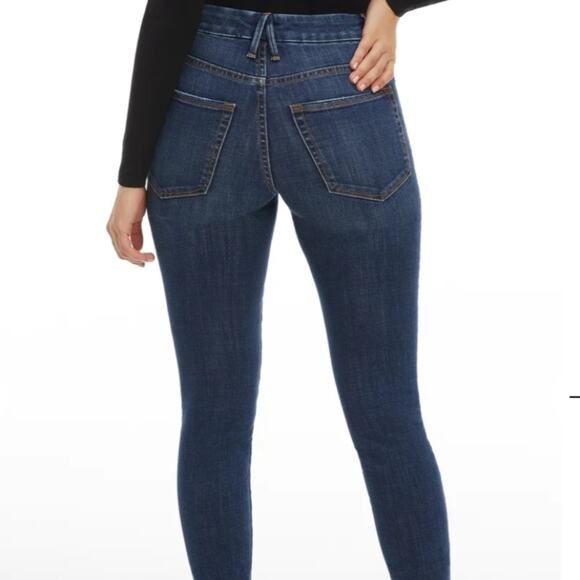 Good American Good Legs Skinny Jeans Raw Hem Stretch Dark Denim NWT 2/26 - Picture 8 of 11
